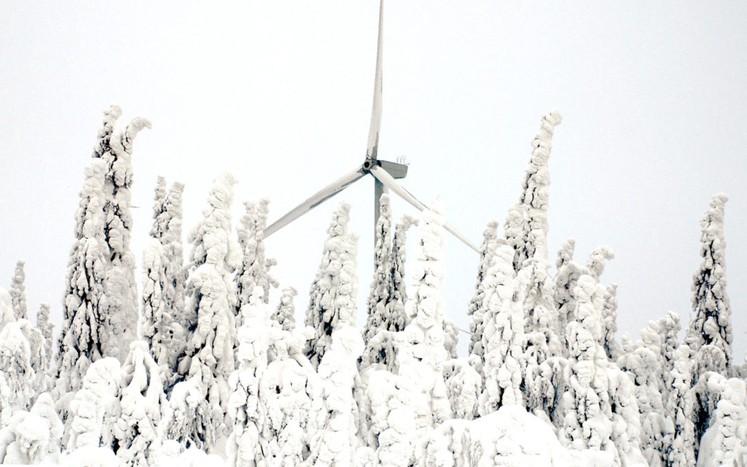 Ice on wind turbine